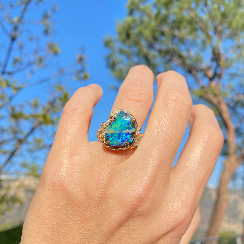 Cheap Girls Sweet Love Heart Korean Geometric Women Open Ring Finger Ring  Fashion Jewelry Opal Stone | Joom